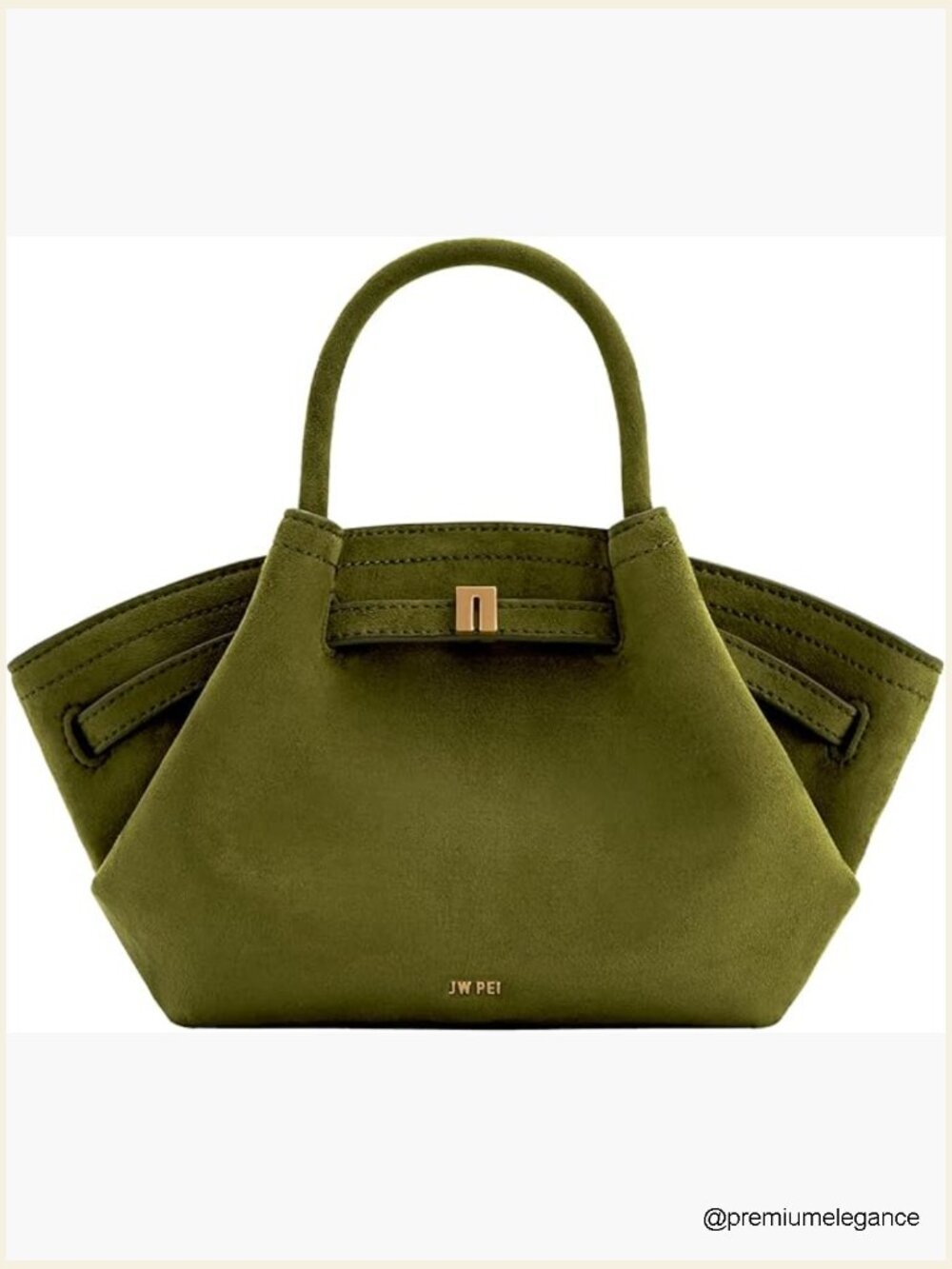 Mini Faux Suede Tote Bag with Crossbody Strap, Gold Hardware, Magnetic Snap